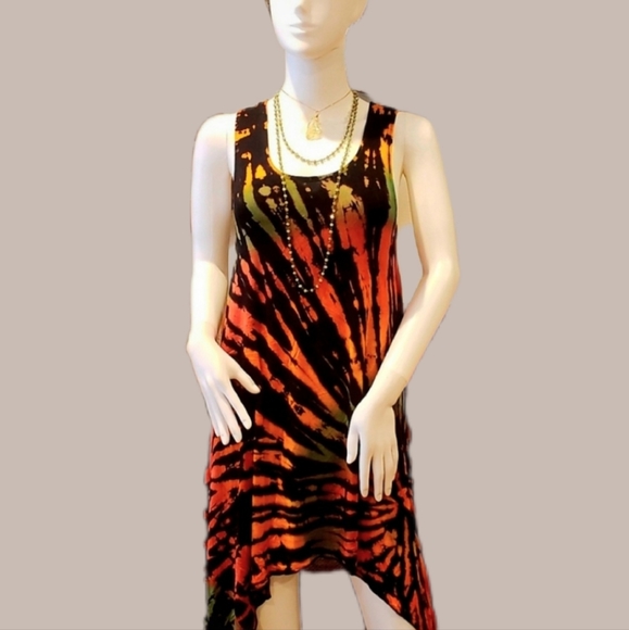 TIE DYE Asym. Top/ Dress Swim CU-*5 Colors Avail*OS NEW - Picture 5 of 6